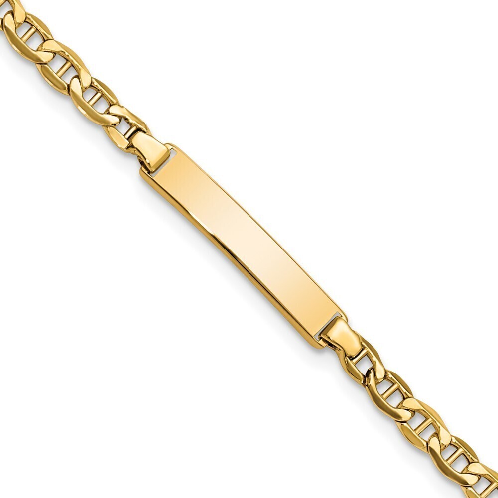 14k Yellow Gold Semi-solid Anchor Link Id Bracelet